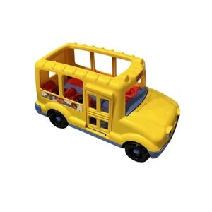 Fisher-Price Little People Smiling School Bus Toy Early 2000s w/ Opening Door